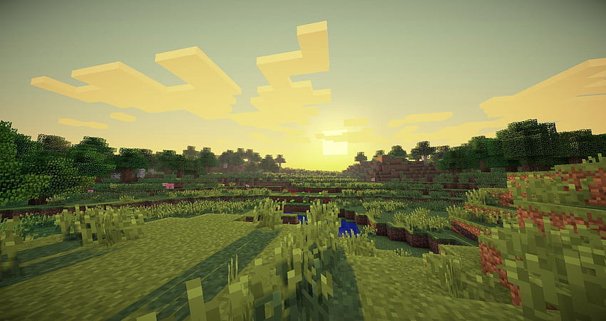Ma deuxième tentative de A - J'en ai fait une plus tôt, mais cette fois j'ai utilisé des ombres dynamiques et je l'ai fait au lever du soleil. : R Minecraft, Plaines Minecraft Fond d'écran HD