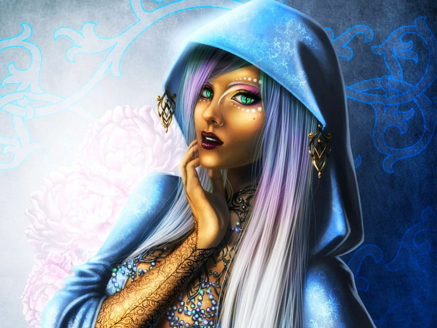 Priestess, elemental, dark, witch, magical HD wallpaper