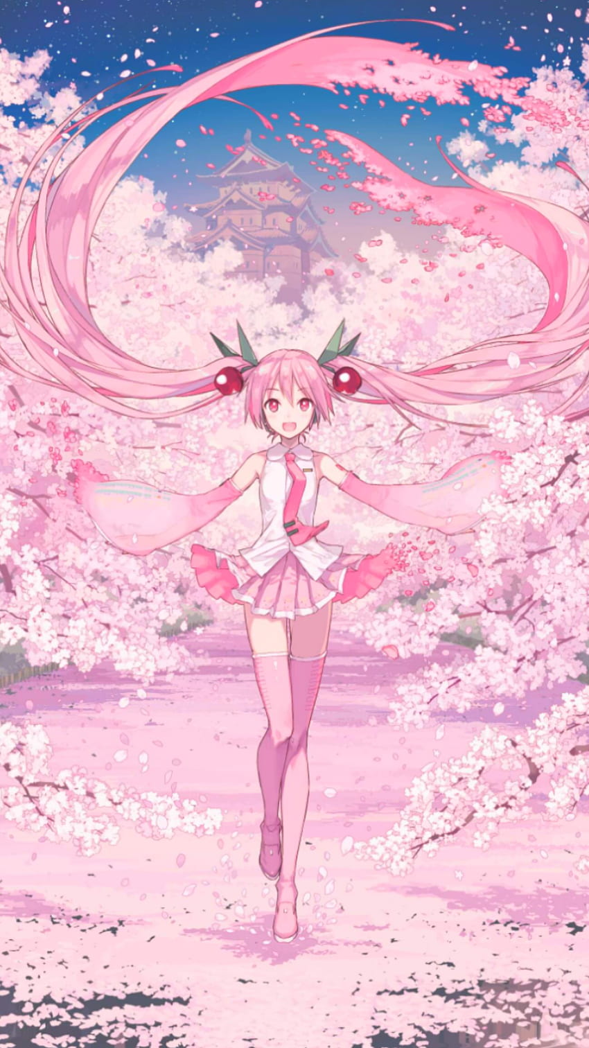 Anime Luny, Sakura Hatsune Miku Tapeta na telefon HD