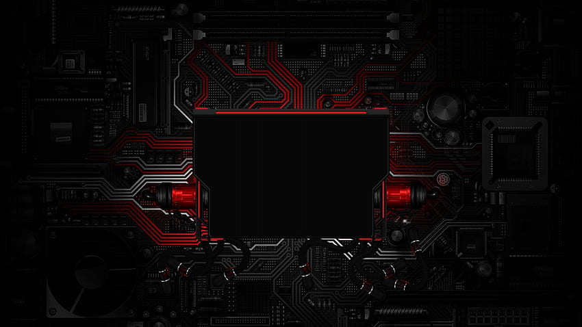 x schwarze dunkelrote Technologie, Gaming-Technologie HD-Hintergrundbild