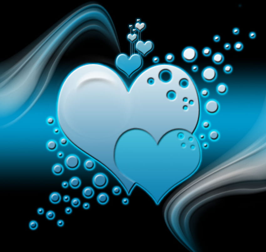 Serce do serca ....., niebieski, dwa, umysł, dusza, ciało, serca, serce, wspomnienia Tapeta HD