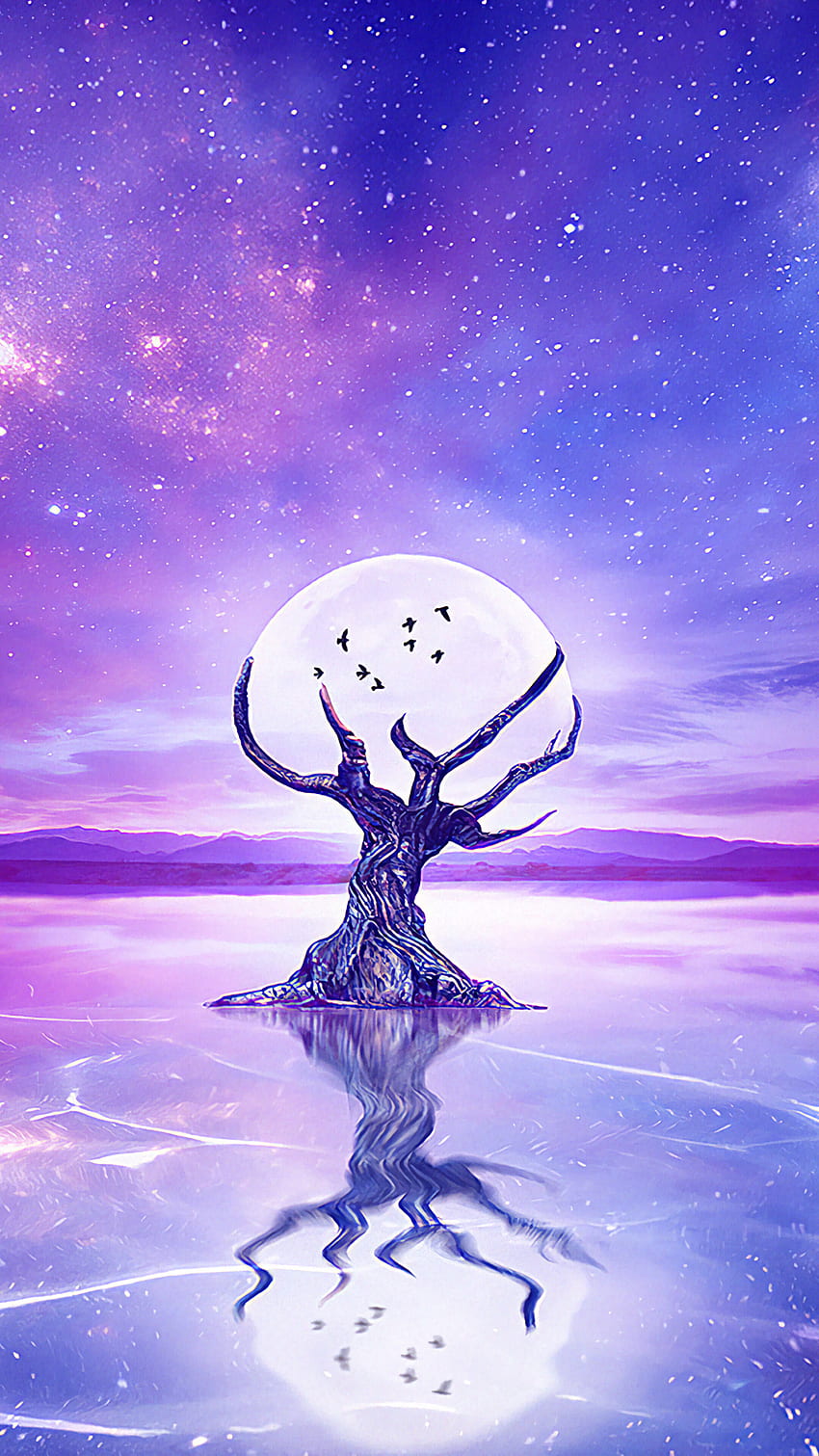 Mond, Nacht, Himmel, Landschaft, Szenerie, digitale Kunst, Telefon, , Hintergrund und . Mocah, Anime Nachthimmel Mond HD-Handy-Hintergrundbild