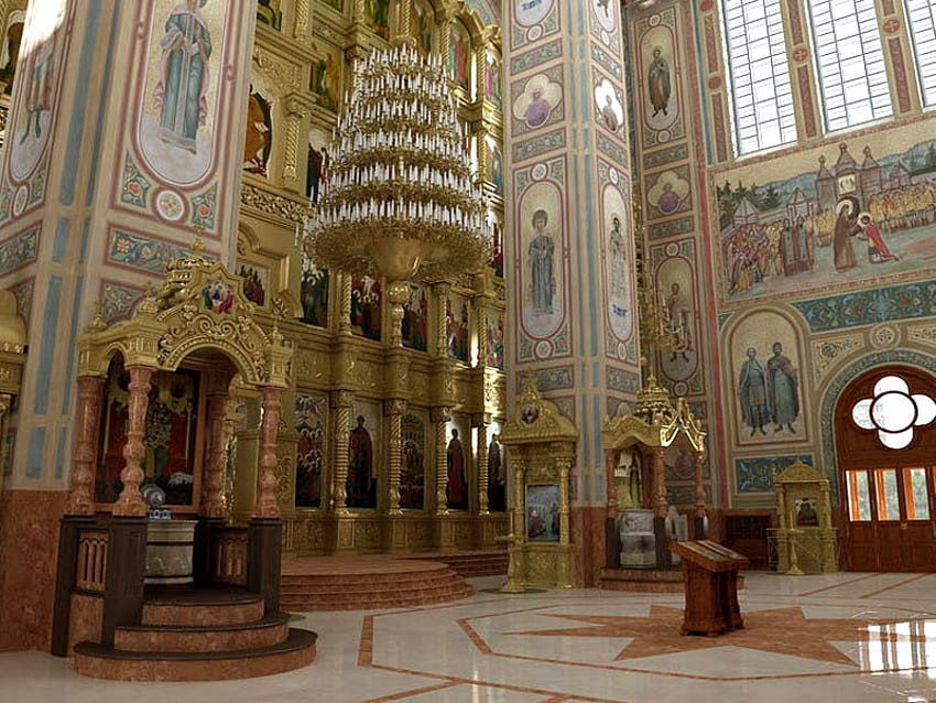 bizantyjska1, kościoły, katedry, architektura, grafika Tapeta HD