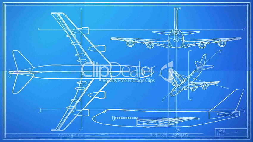 1242563 Rysunek techniczny samolotu Upływ czasu, plan inżynierii Tapeta HD