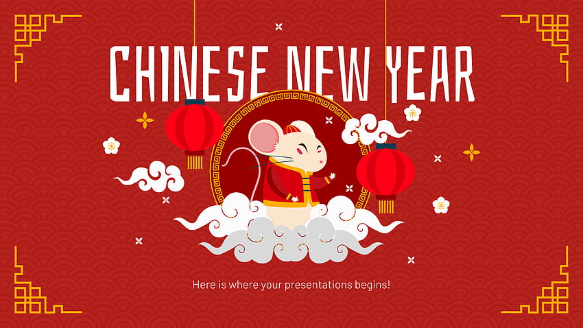 Chinese New Year Google Slides Theme and PowerPoint Template, Chinese New Year of the Rat HD wallpaper