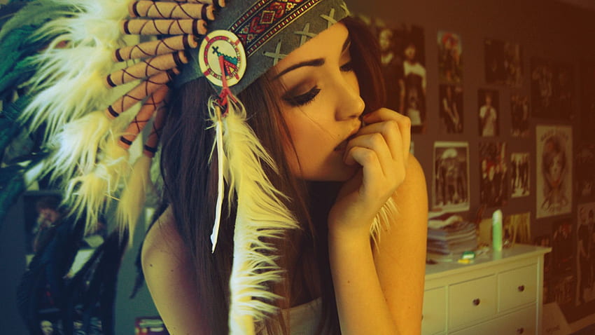 American Indian, Hippie Girl HD wallpaper