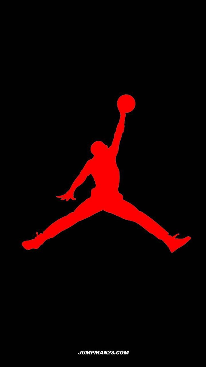 Logo saltatore rosso. Logo Jumpman, logo Jordan, logo Nike Sfondo del telefono HD