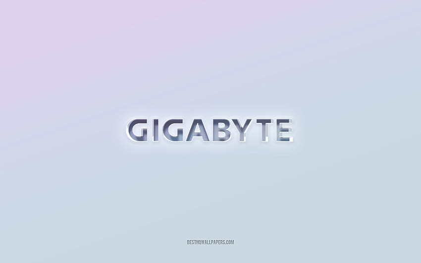 Gigabyte logo, cut out 3d text, white background, Gigabyte 3d logo, Gigabyte emblem, Gigabyte, embossed logo, Gigabyte 3d emblem HD wallpaper