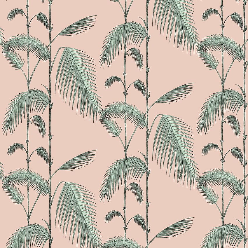 Palm Leaves by Cole & Son - Alabaster Pink and Mint - : Direct, Pink Tropical Leaves HD phone wallpaper