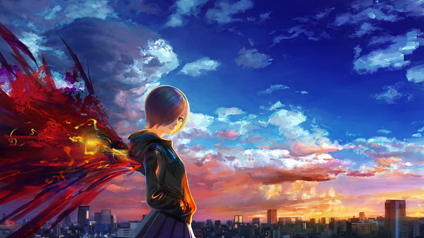 tokyo ghoul, kirishima touka, sky , Anime , , and Background HD wallpaper