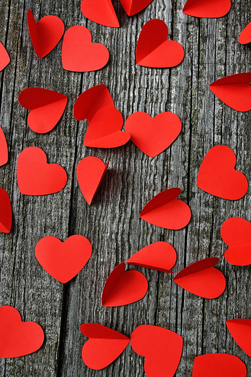 Kleine Herzen, rot, Papier HD-Handy-Hintergrundbild