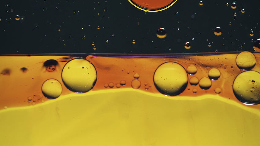 Yellow Black Liquid Stains Bubbles Abstraction Abstract HD wallpaper