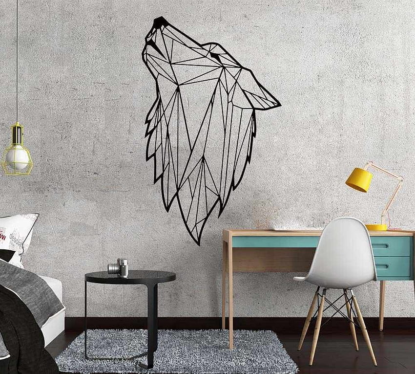 Nordic Style Art Geometric Wolf vinyl Wall Sticker For Living Room Decoration decals Bedroom Decor Wall Decal Mural . Wall Stickers. - AliExpress, Geometric Animal Wolf HD wallpaper