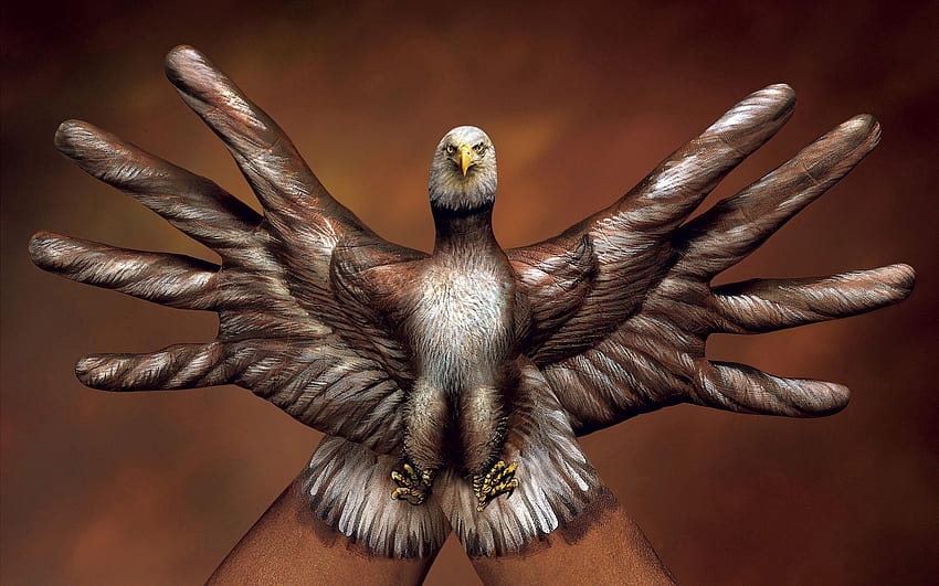 Art, Hand, , , Drawing, Eagle, Painting, Gesticulation HD wallpaper