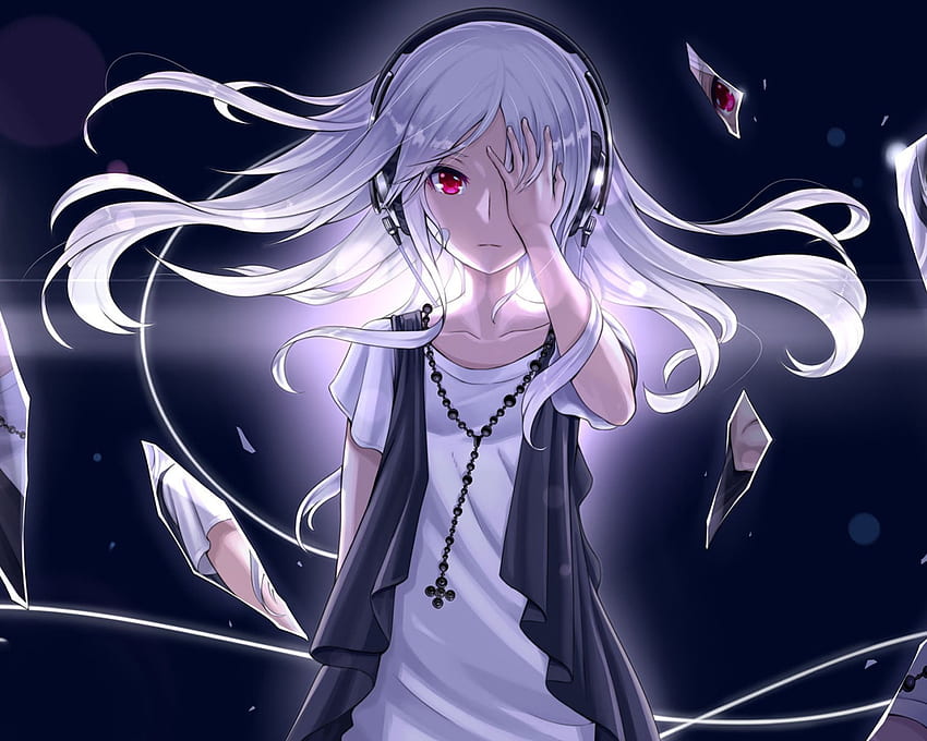 Anime Girl Character , Red Eyes, White Hair, Original Characters • For You, Cute Anime Emo Girl HD wallpaper