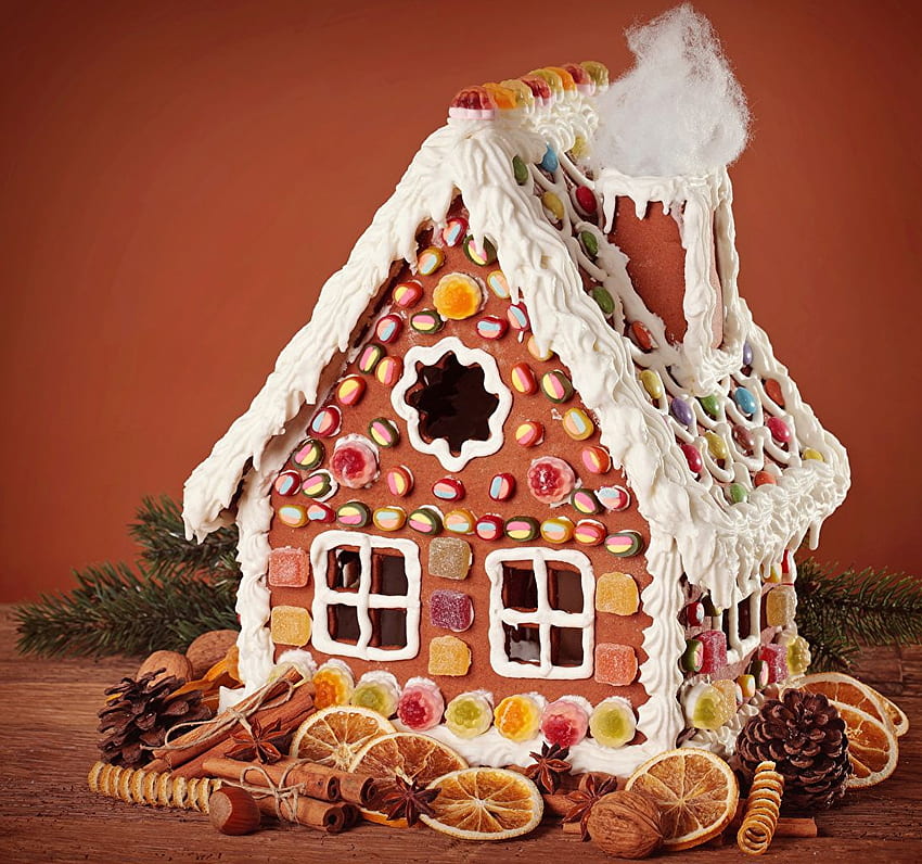 Gingerbread house Christmas Cinnamon Food Conifer cone Baking HD ...