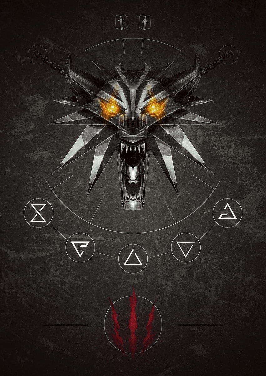 Logo di Witcher, lupo di Witcher Sfondo del telefono HD