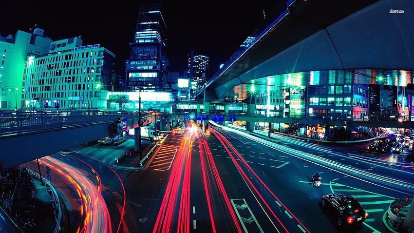 Modern: Tokyo City Japan ATEMBERAUBENDE World Light Color Attraktionen, japanisches Neon HD-Hintergrundbild