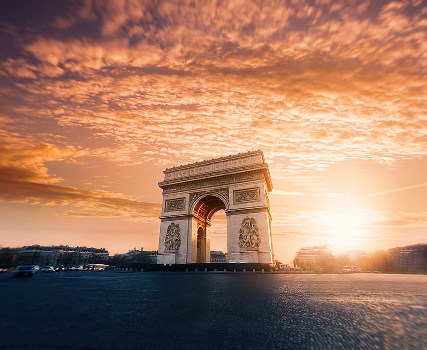 Париж, Градове, Архитектура, Облаци, Франция, Триумфалната арка, Триумфалната арка HD тапет
