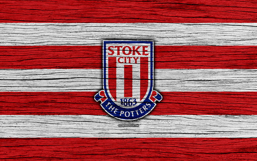 Stoke City, , Premier League, logo, England, wooden texture, FC Stoke City, soccer, football, Stoke City FC for with resolution . High Quality, Stoke City F.C. HD wallpaper