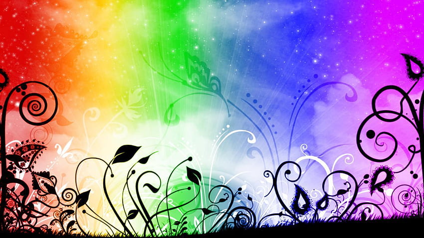 Flores abstractas Rainbows Roll Baby -, Floral abstracto fondo de pantalla