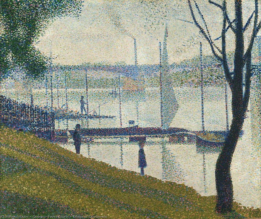 Georges Pierre Seurat tarafından Courbevoie'deki Köprü. Reprodüksiyonlar HD duvar kağıdı