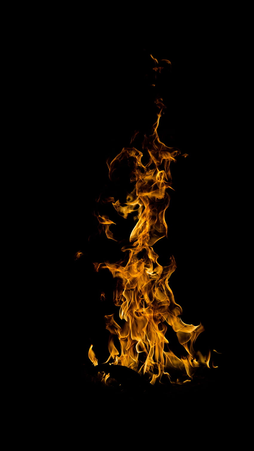 火、たき火、夜、暗い、炎、暗く、燃えている、やけど HD電話の壁紙