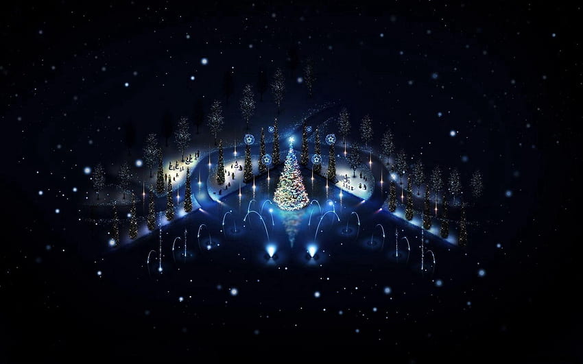 Feiertage, Nacht, Gruß, Weihnachten, Urlaub, Weihnachtsbaum, Girlande, Girlanden HD-Hintergrundbild