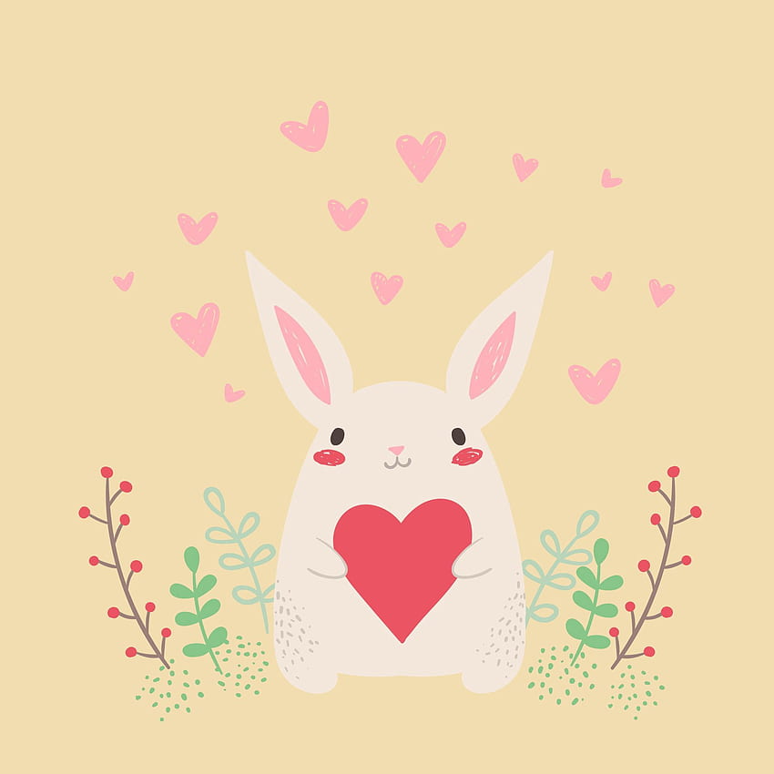 Art, Love, Nice, Sweetheart, Heart, Rabbit, Hare HD phone wallpaper