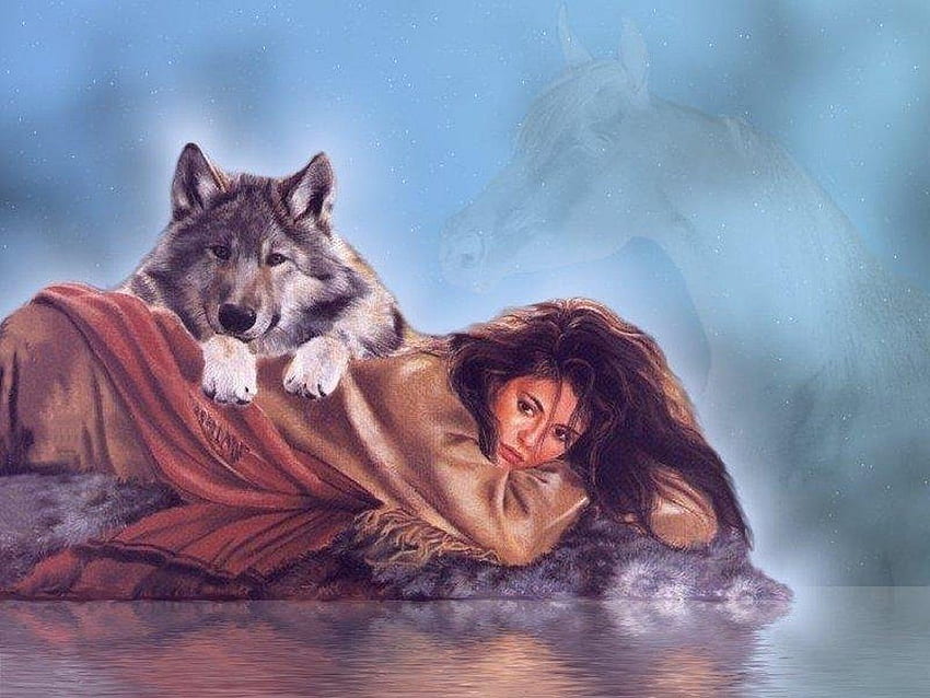 Anime de nativos americanos, indios y lobos fondo de pantalla | Pxfuel