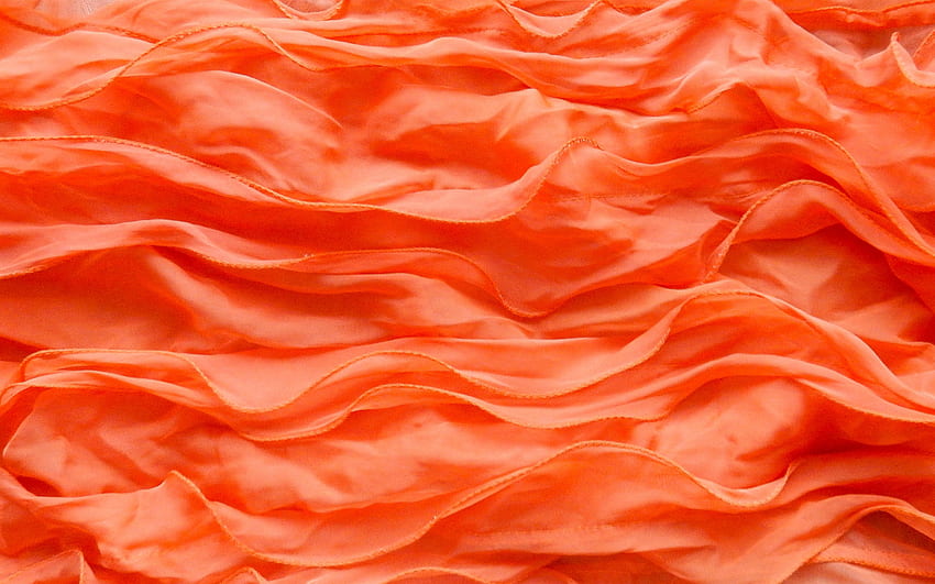 orange fabric texture, orange fabric background, orange waves texture, silk waves texture, orange silk texture HD wallpaper