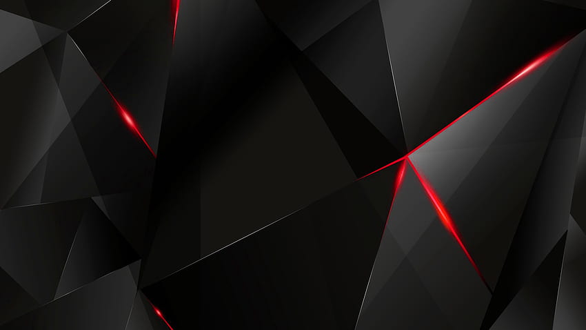 - Czerwone abstrakcyjne wielokąty (czarny BG) (RE) Tapeta HD