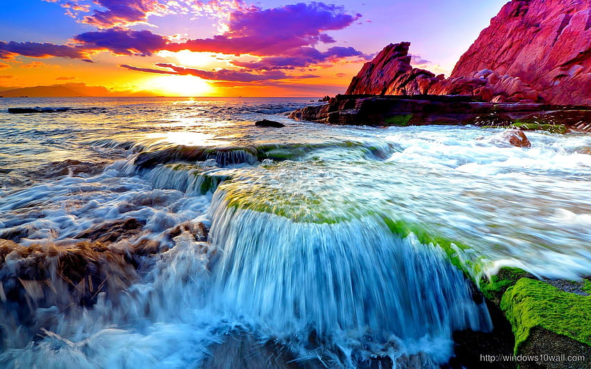 水 山 海の風景 木 ナショナル ジオグラフィック 虹 高画質の壁紙