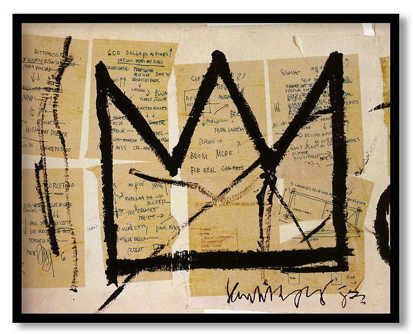 Korona autorstwa Jeana Michela Basquiata (1983). y ścienne w ramkach, dekoracje ścienne, y, okładziny ścienne, kalkomanie i nie tylko Tapeta HD