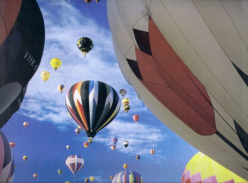 Hot Air Balloon 2, clouds, sky, balloon, air HD wallpaper