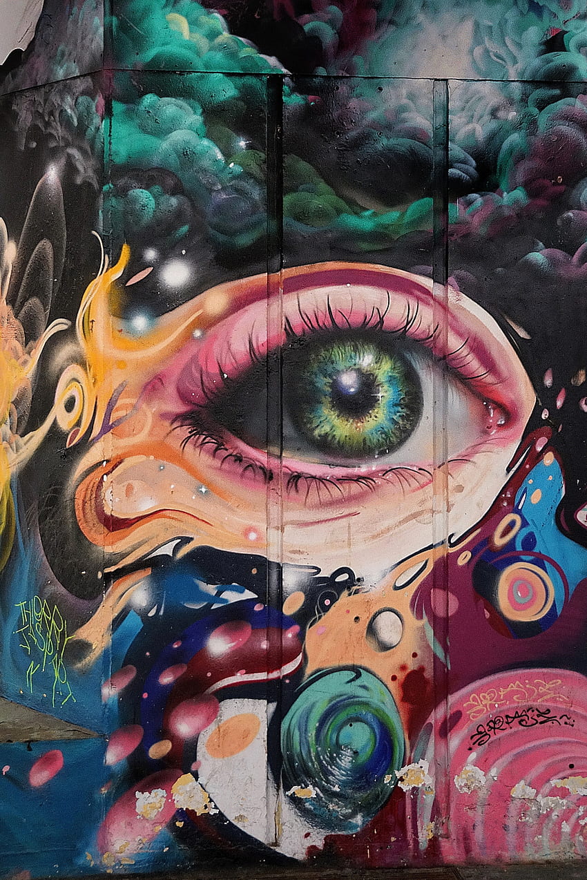 Kunst, Graffiti, Auge, Pupille, Wimper, Wimpern HD-Handy-Hintergrundbild