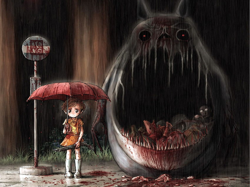 Waiting At The Bus Stop With A Big Monster, Anime Monster HD wallpaper |  Pxfuel