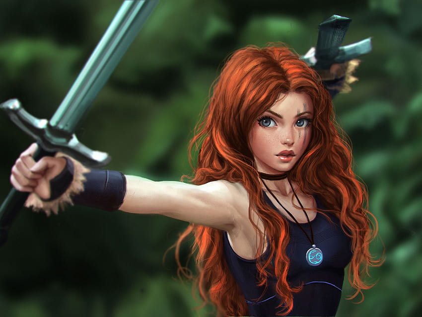 fantasy Art, Celtic, Warrior, Redhead, Sword, Original HD wallpaper