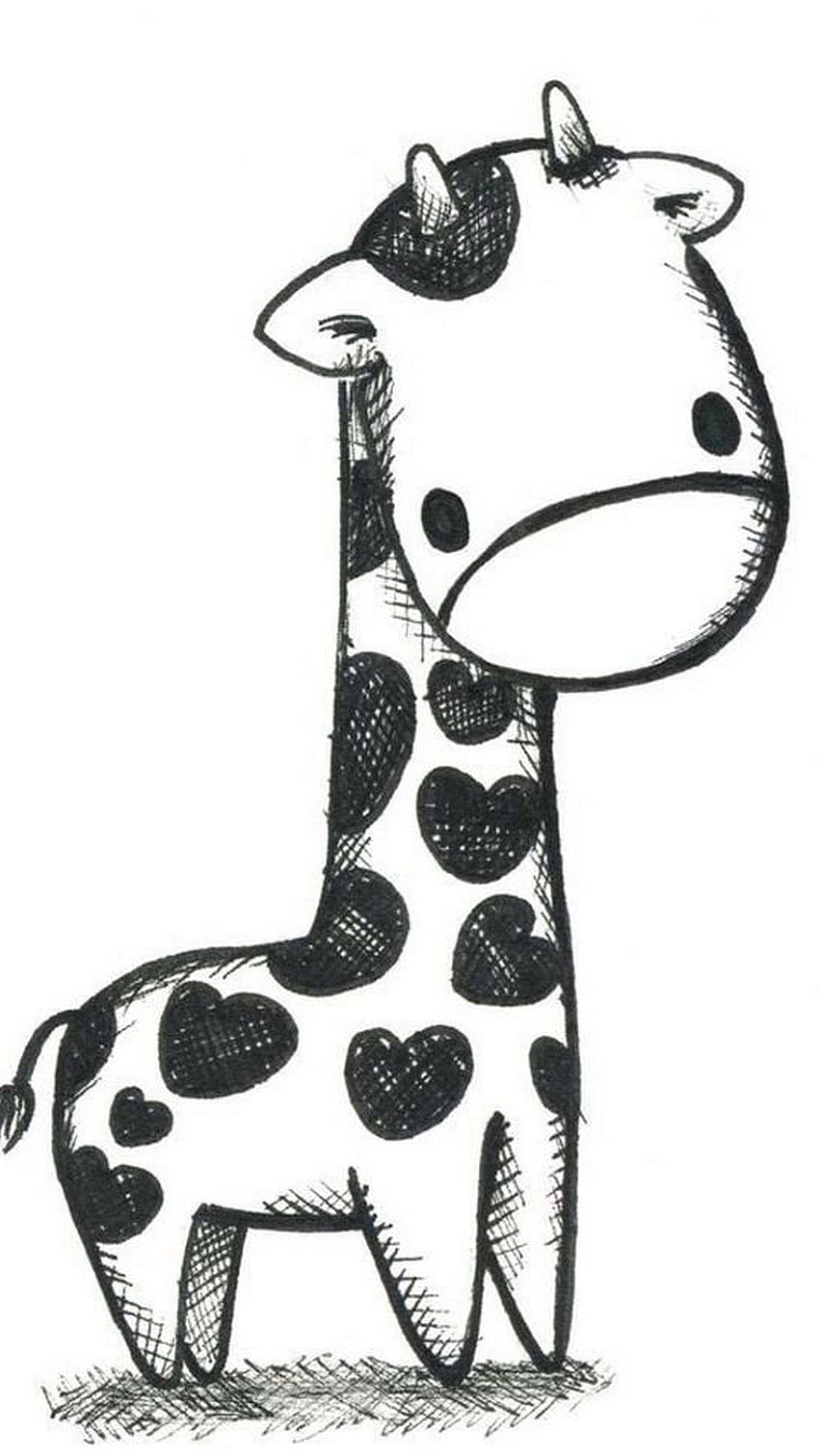 Giraffe Black and White - Най-добрият iPhone. Sketsa hewan, kartun lucu, илюстрации HD тапет за телефон