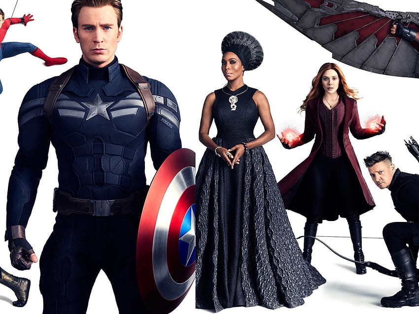 Avengers: Infinity War, Captain America, Nick Fury, Hawkeye, Doctor Strange, Falcon, Wanda, Maximoff, Spider Man, , , , Background, 57d0e3, Wanda Minimalist HD wallpaper