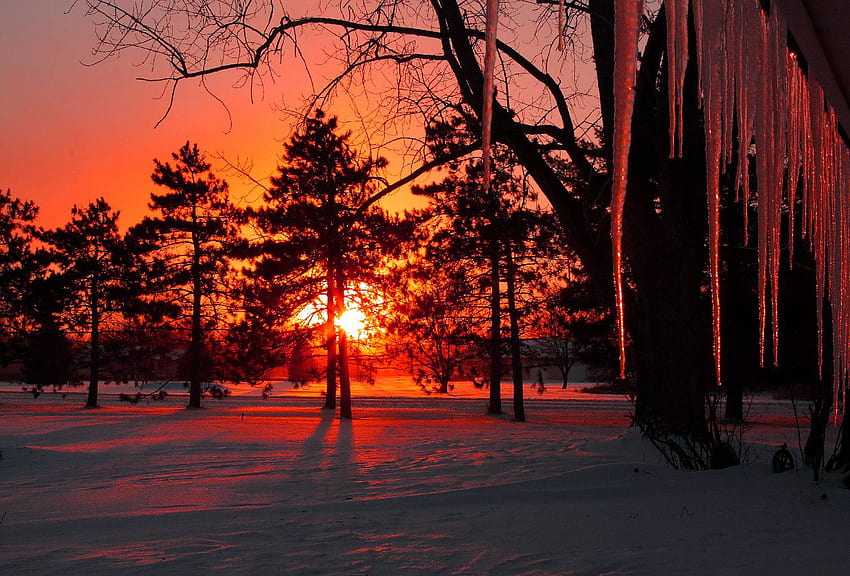 Winter Sunset [] for your , Mobile & Tablet. Explore Winter Sunset . Mountain Sunset , Beautiful Winter Scenery , Nexus Winter HD wallpaper