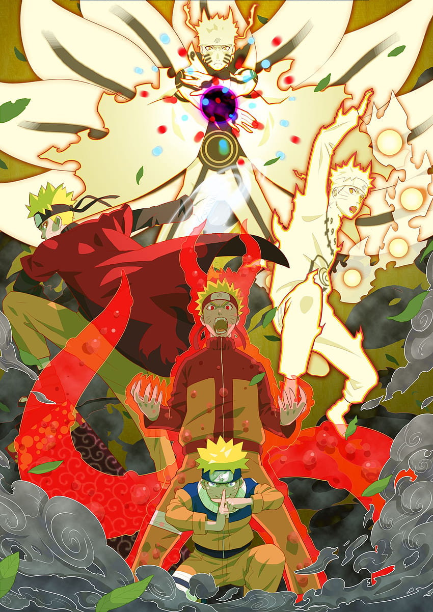 Tablero de anime móvil Uzumaki Naruto, modo Naruto Sage Kyuubi fondo de pantalla del teléfono