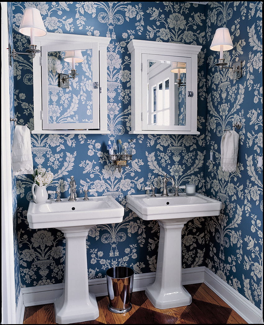 バスルームのアイデア - バスルームに最適, ロイヤルブルーとホワイト HD電話の壁紙