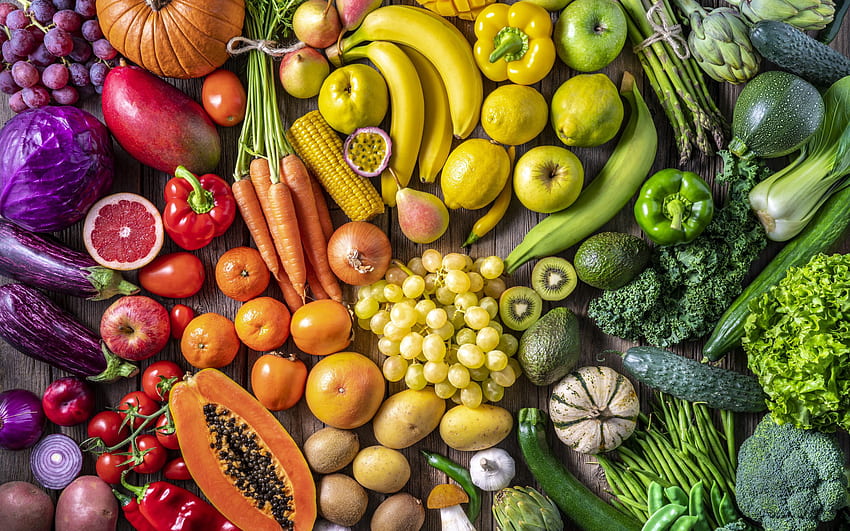 ผลไม้และผัก ผลไม้ กราฟฟิตี อาหาร ผัก วอลล์เปเปอร์ HD