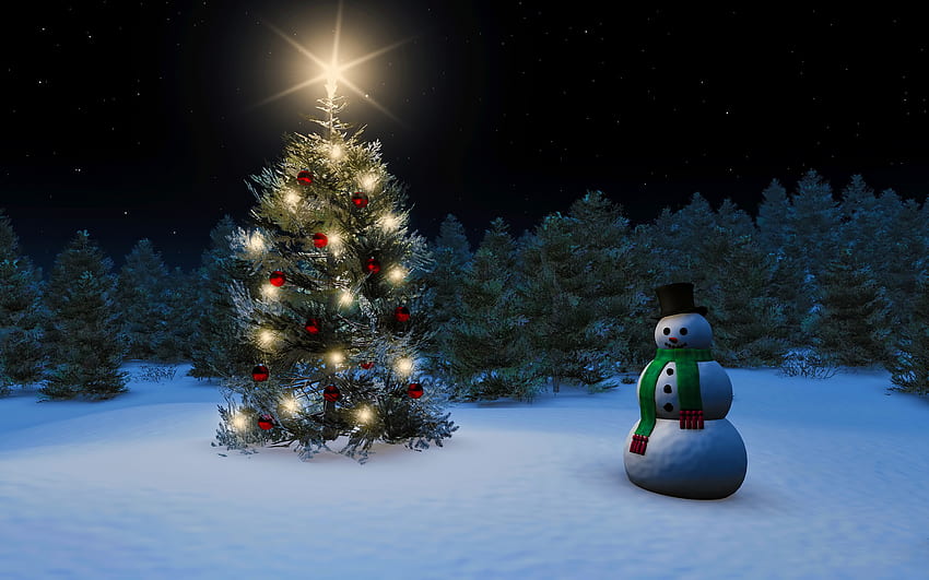 Празници, фон, нова година, снежен човек HD тапет