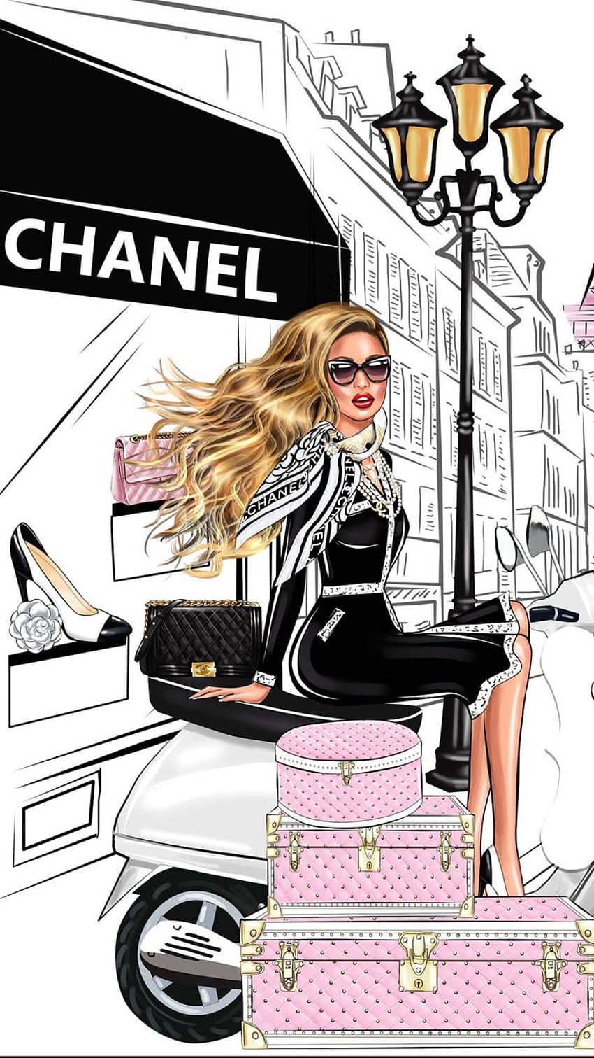 isabelvicario na iPhonie. Sztuka Chanel, ilustracja mody, szkice projektów mody Tapeta na telefon HD