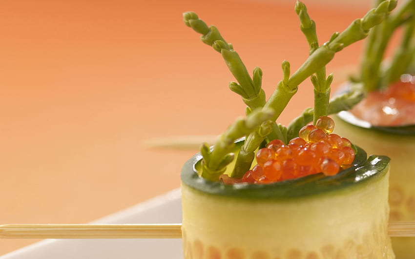 Food, Greens, Caviar, Toothpick, Cucumber, Snack HD wallpaper