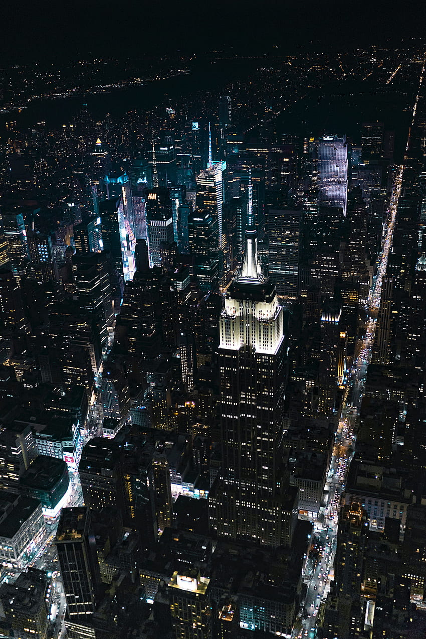 Città, vista dall'alto, città notturna, grattacieli Sfondo del telefono HD