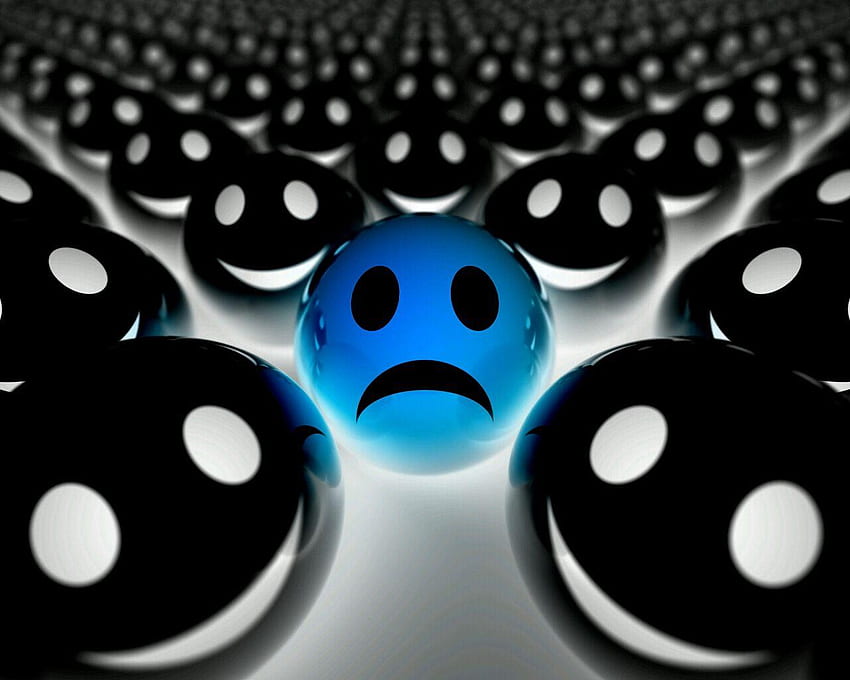 Sad Face, Blue Sad Emoji HD wallpaper