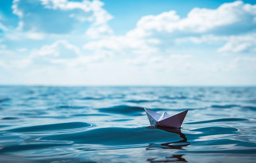 ocean, water, paper boat for , section HD wallpaper